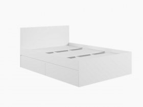 Кровать двуспальная с ящиками 1,4м Мадера-М1400 (белый) в Звёздочке - zvyozdochka.mebel-nsk.ru | фото