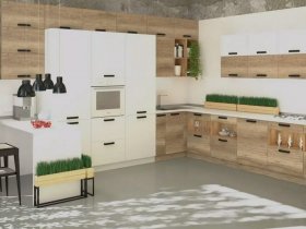 Модульная кухня Фиджи 2,3м (крафт) в Звёздочке - zvyozdochka.mebel-nsk.ru | фото