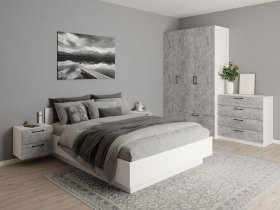 Модульная спальня Гамма (белый/цемент) в Звёздочке - zvyozdochka.mebel-nsk.ru | фото