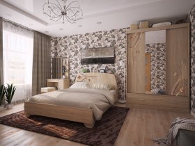 Модульная спальня Виктория-1 (дуб сонома) в Звёздочке - zvyozdochka.mebel-nsk.ru | фото