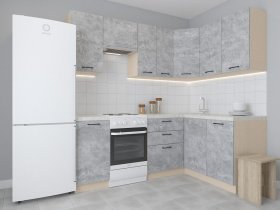 Модульная угловая кухня 1,4м*2,1м Лада (цемент) в Звёздочке - zvyozdochka.mebel-nsk.ru | фото