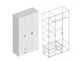 Шкаф трехстворчатый с ящиками Сандра в Звёздочке - zvyozdochka.mebel-nsk.ru | фото
