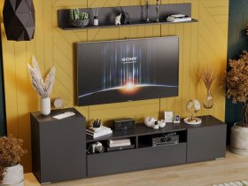 Стенка «Сильвия» (графит серый) в Звёздочке - zvyozdochka.mebel-nsk.ru | фото